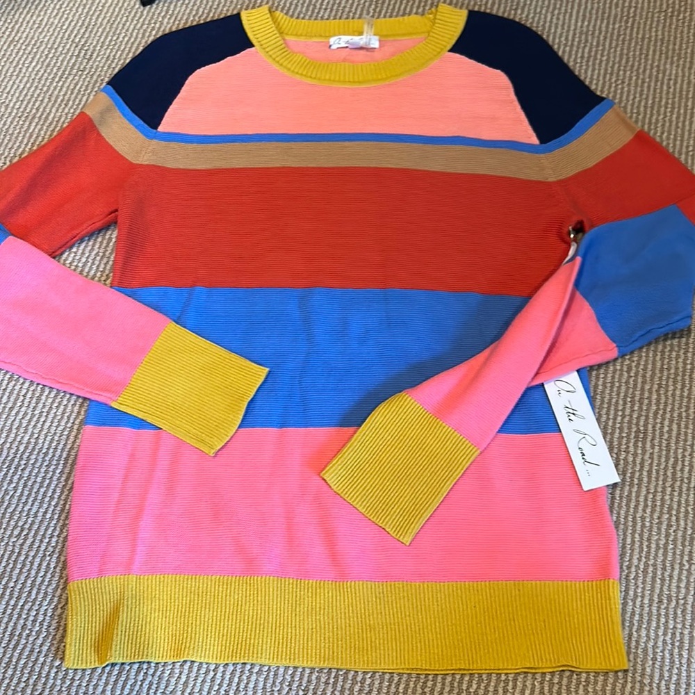 NWT ON THE ROAD striped Cotten sweater size S/M